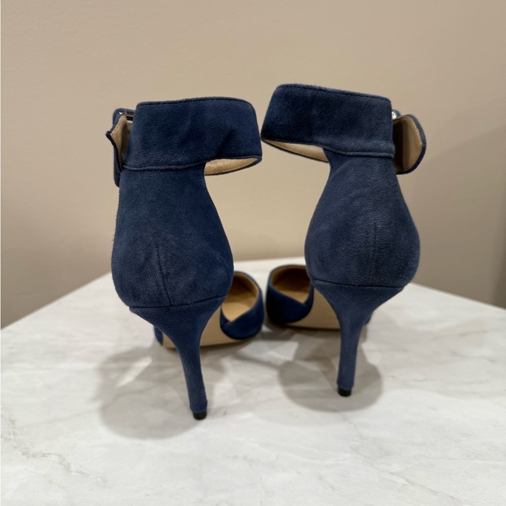 🔥Audrey Brooke Elegant Blue Suede Women's Heels Sz 5.5 Tru Size🔥 - Picture 3 of 7